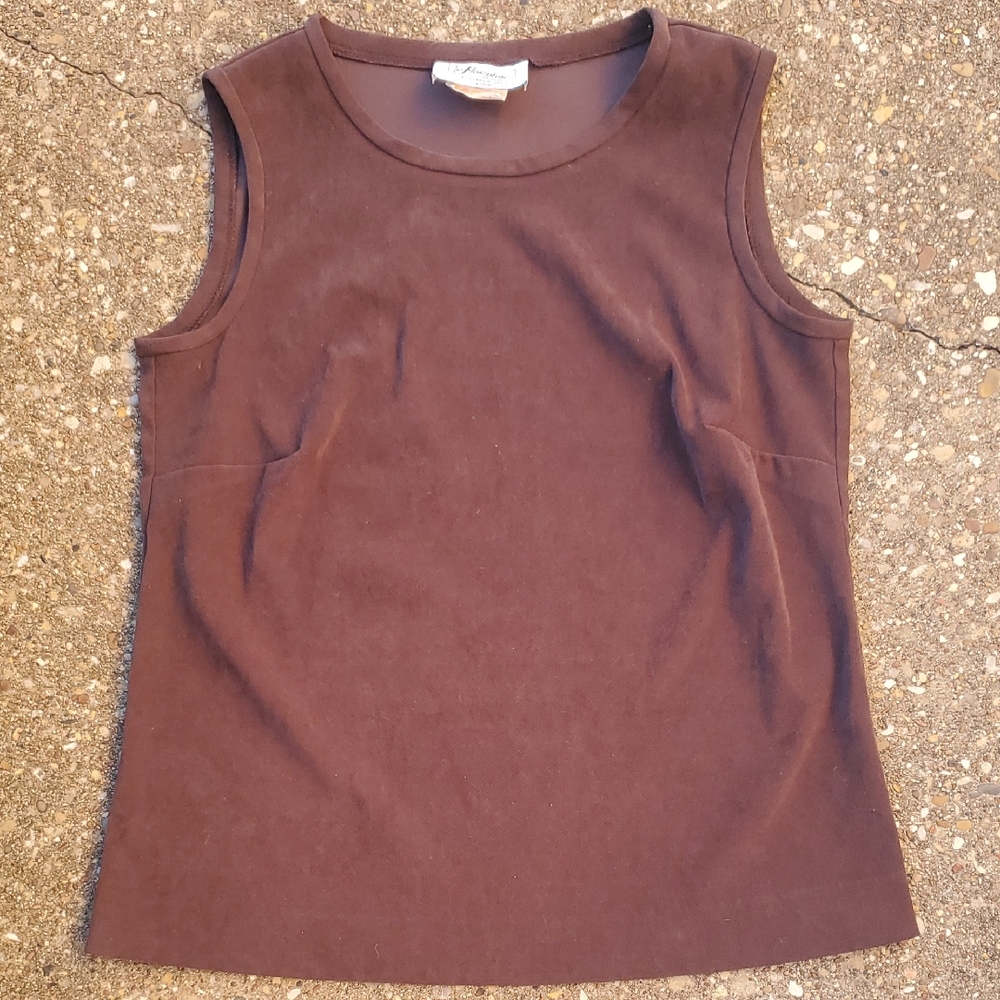Florentine Petites Brown Sleeveless Women's Top 8P Vintage